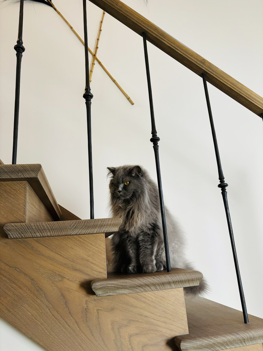 landelijke trap,engelse stijl,rustiek,houten trap,smeedijzer balusters,kalmthout